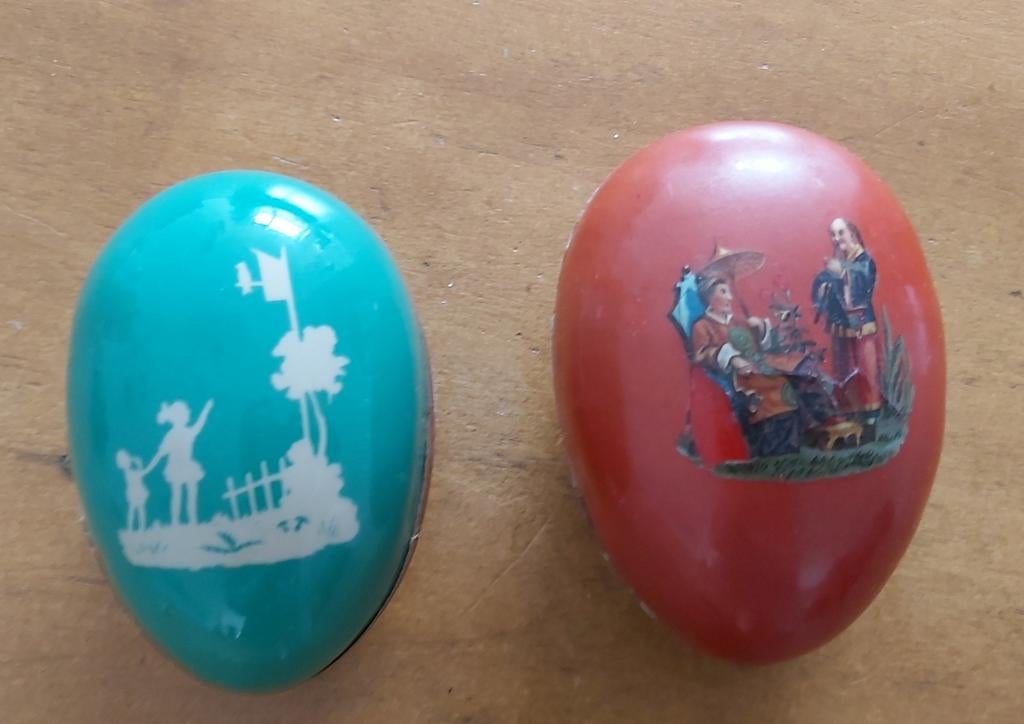 Antieke Candy Containers Paaseieren 1900-1925 - Set van 2, Ophalen of Verzenden, Gebruikt