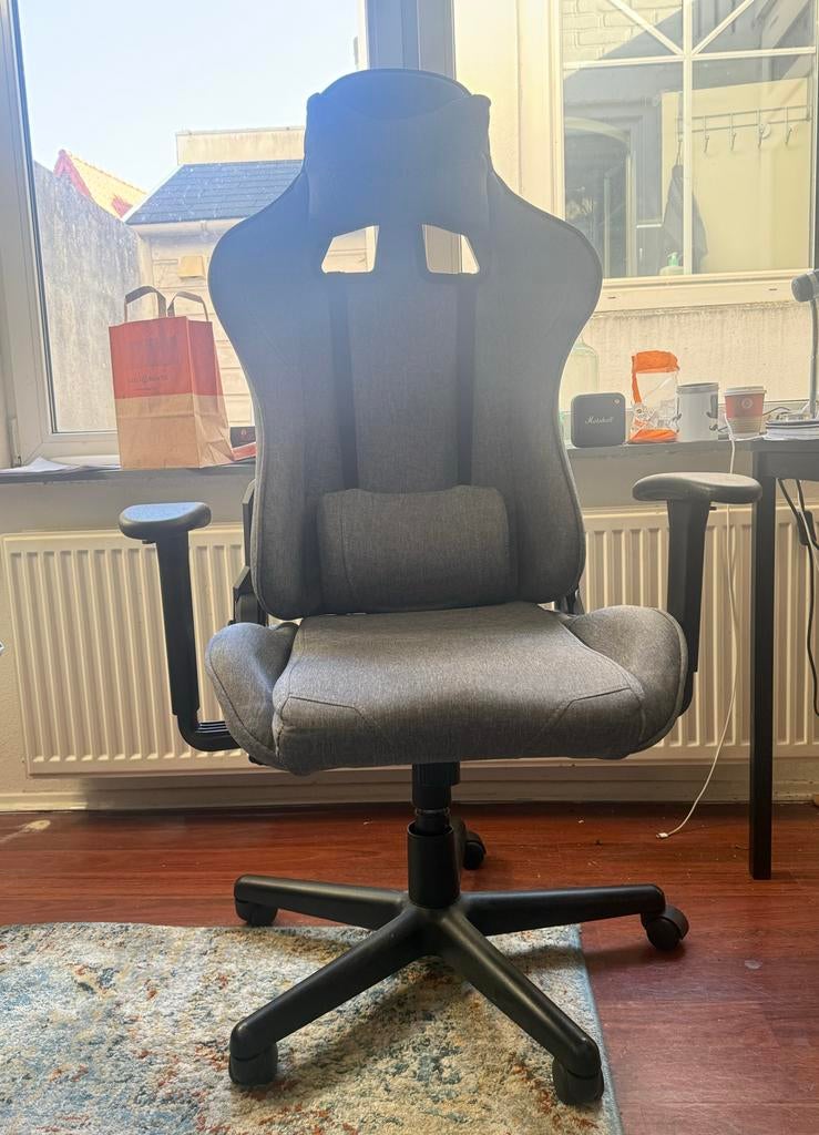 Paracon Brawler Gamestoel - Grijs textiel, Gebruikt, Ophalen of Verzenden, Grijs, Gaming bureaustoel