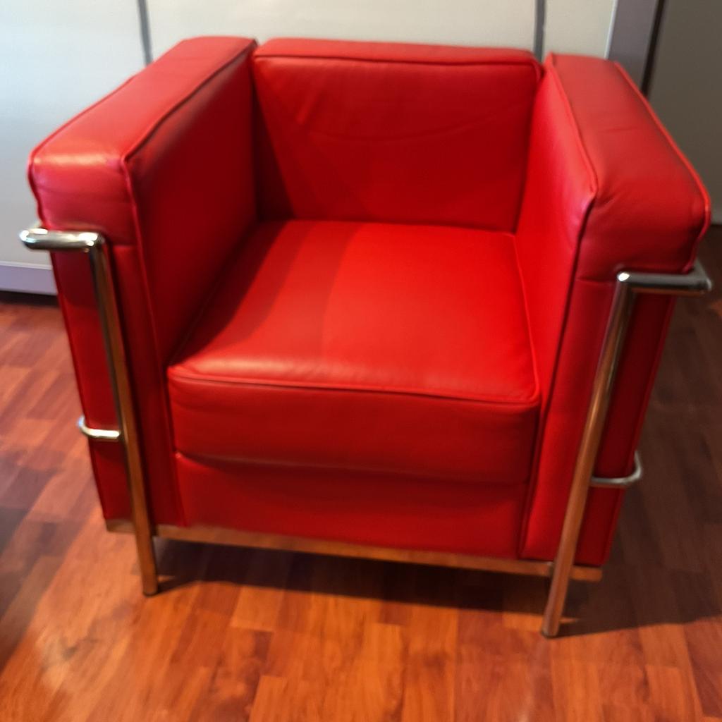 Cassina, Le Corbusier LC2 stijl, fauteuil leer, izgst, Ophalen of Verzenden, Zo goed als nieuw, 50 tot 75 cm, Leer