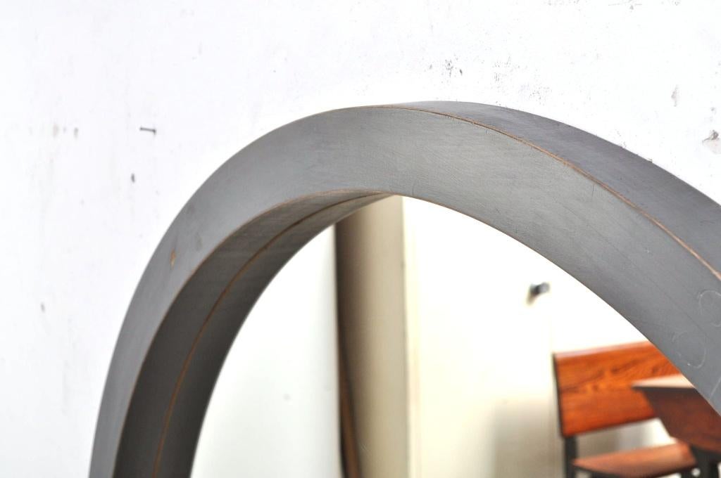 Vintage industriële spiegel houten mal spiegels 125 cm, Gebruikt, 100 tot 150 cm, Rond, Ophalen of Verzenden