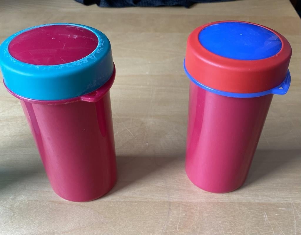 2 Tupperware meeneem bekers!, Ophalen of Verzenden, Gebruikt, Groen, Overige typen