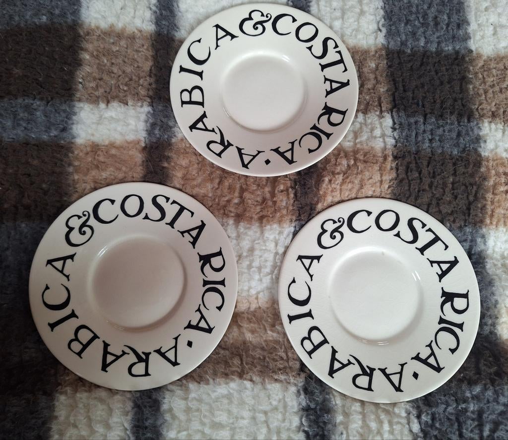 Emma Bridgewater Black Toast 3 espresso schoteltjes., Ophalen of Verzenden, Porselein, Overige stijlen, Kop(pen) en/of Schotel(s)