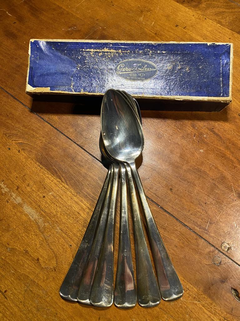 Zes Gero Zilver Soeplepels, Huis en Inrichting, Keuken | Bestek, Ophalen, Zo goed als nieuw, Zilver, Los bestek