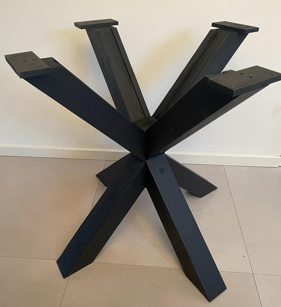 Handgemaakt Massief Eiken Matrix Poot - Zwart/Blank - Nieuw, Eikenhout, Nieuw, Ophalen of Verzenden, Vijf personen of meer