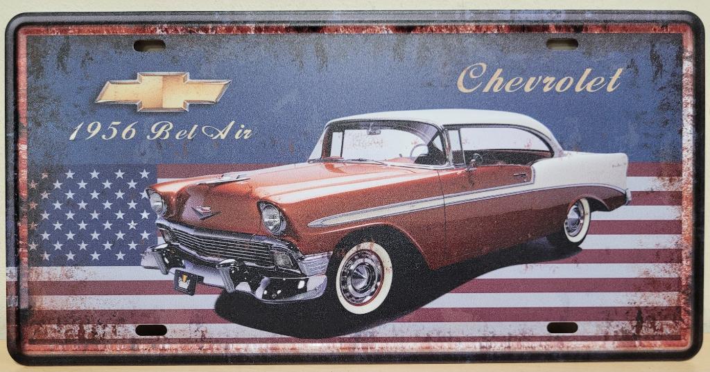 Chevrolet Bel Air 1956 license plate reclamebord van metaal