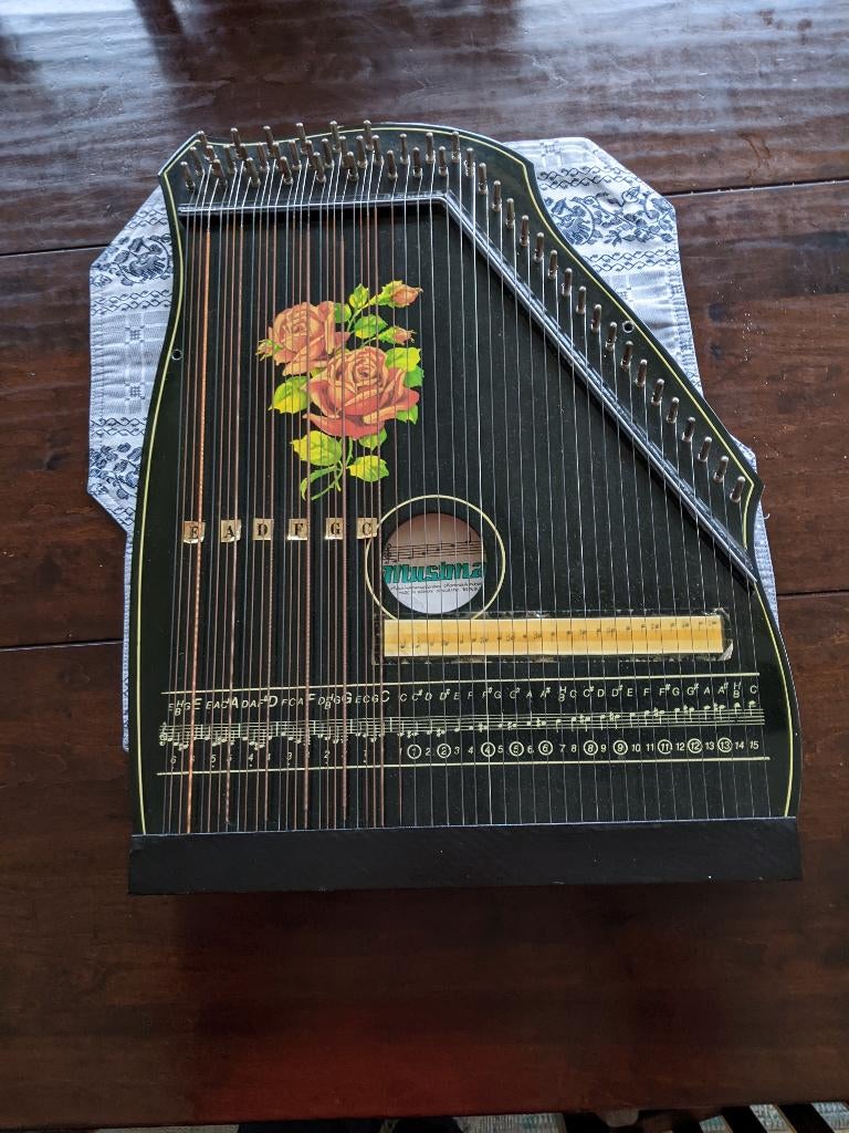 Bijzondere MUSIMA Citer -tafelharp Vintage in opbergdoos, Ophalen, Gebruikt