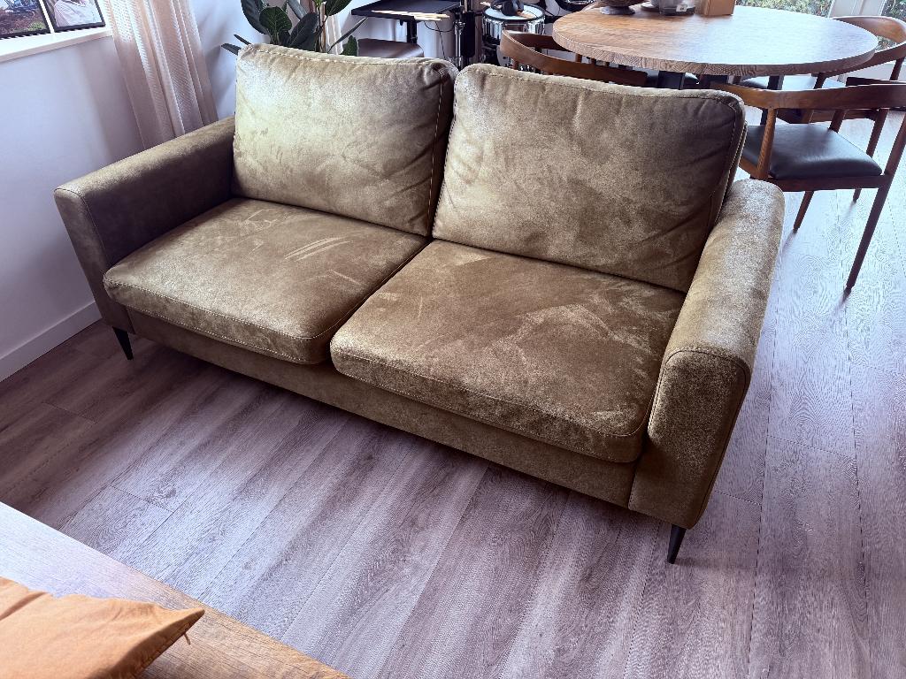 Groene bank, microleder, 2,5 zit, Ophalen, 150 tot 200 cm, Tweepersoons, 75 tot 100 cm