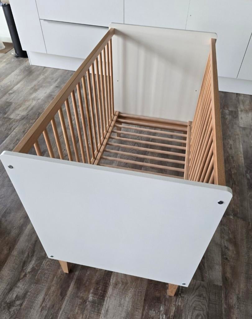 Bopita Indy Babybed Wit / Naturel 60 x 120 cm, Ophalen, Ledikant