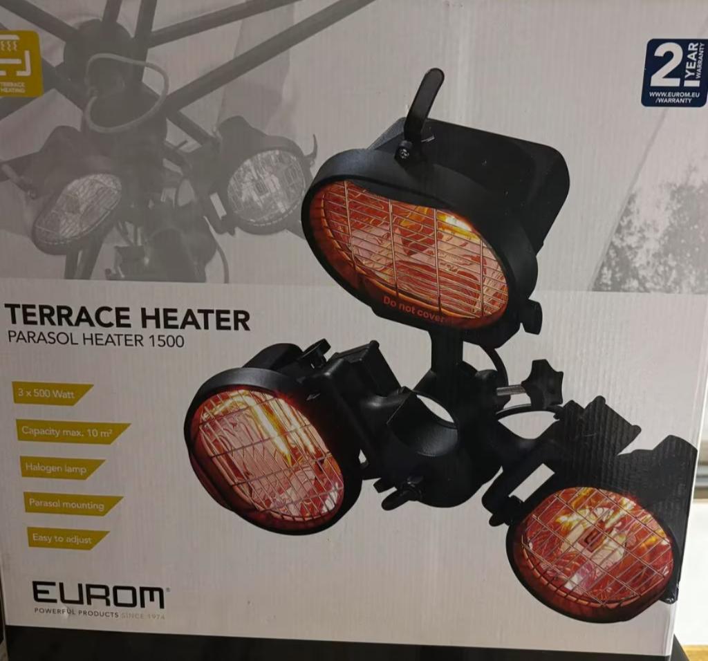 Eurom terrasverwarmers 3stuks - perfecte staat, Tuin en Terras, Ophalen, Zo goed als nieuw