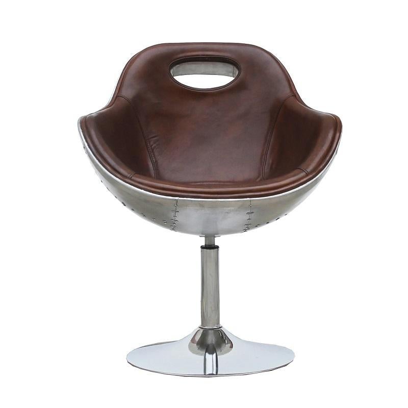 Vintage Look Retro Lederen Aviator Fauteuil Aviation Stoel, Huis en Inrichting, Fauteuils, Info@dehanzeherten.nl, De Hanze Herten BV