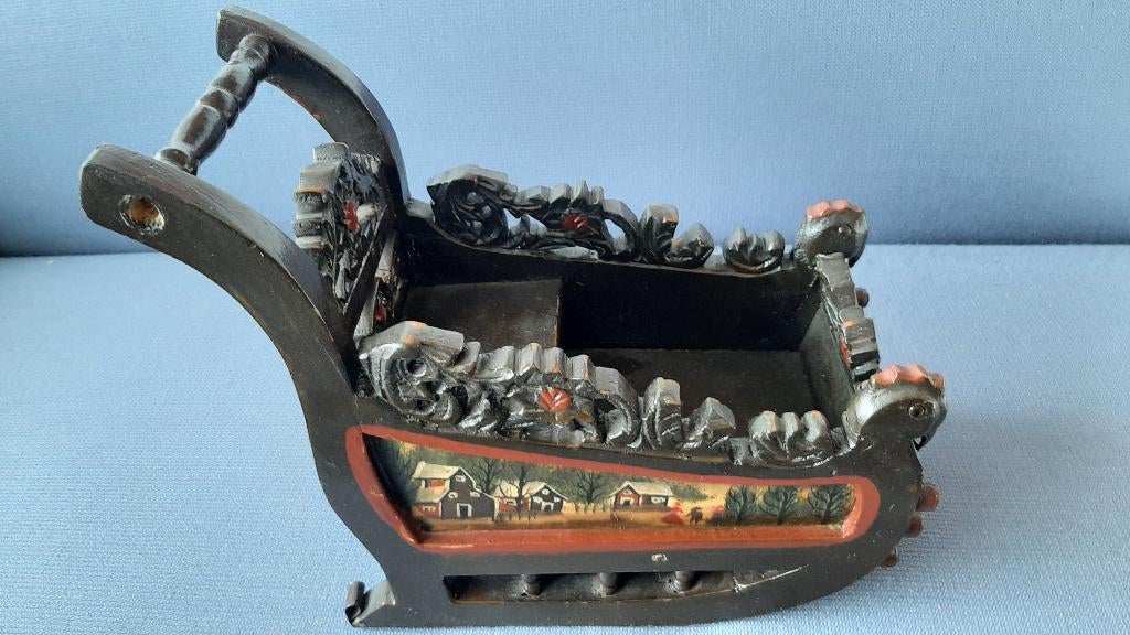 handgeschilderde mini-slee, Antiek en Kunst, Curiosa en Brocante, Ophalen of Verzenden