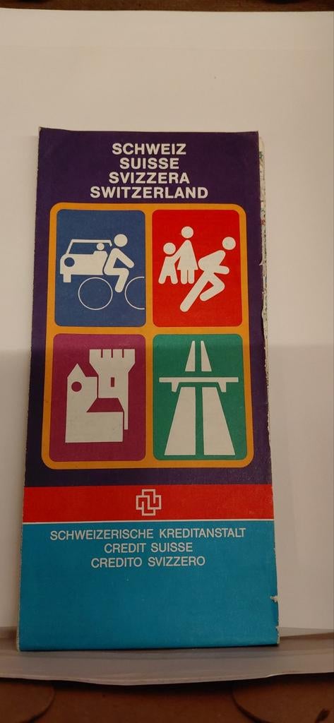 Wegenkaart Zwitserland - Vintage, Gelezen, Ophalen of Verzenden, Landkaart, 1800 tot 2000