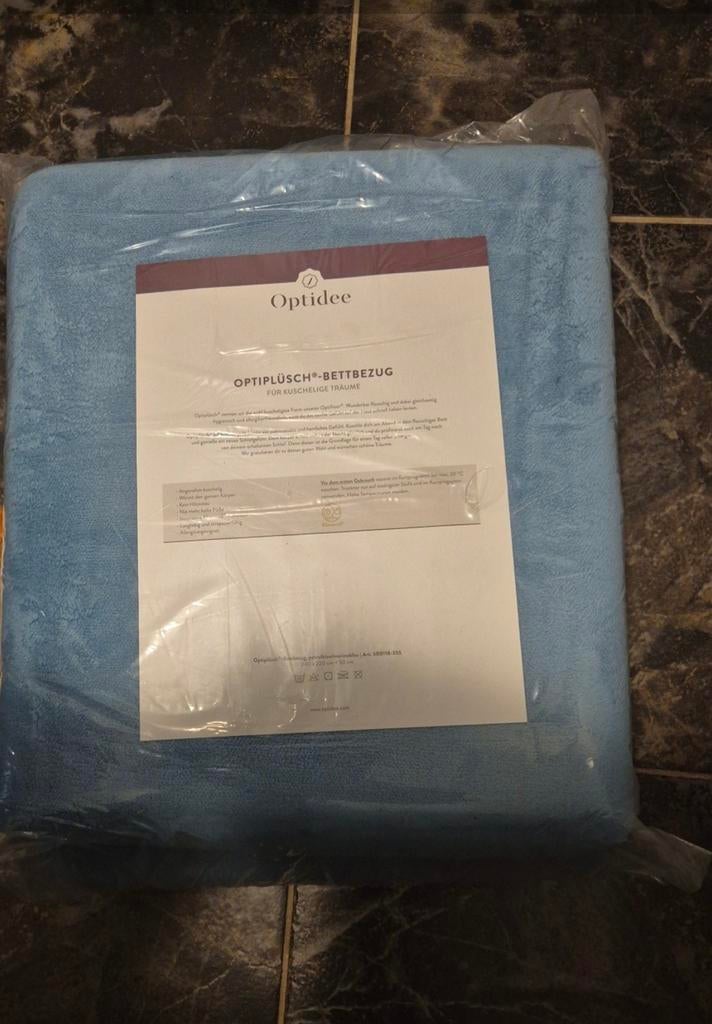 Optidee optipluche Dekbedovertrek 220x240 set (incl. Sloop), Blauw, Dekbedovertrek, Ophalen of Verzenden, Nieuw