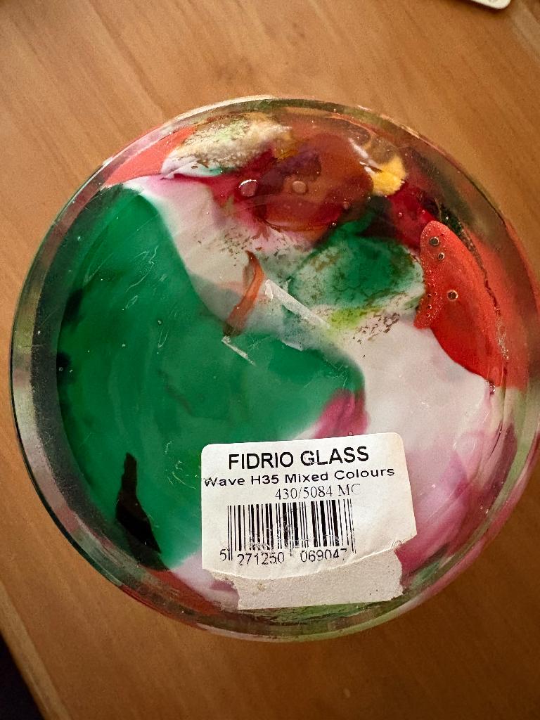 Handgemaakte unieke Fidrio vaas, Ophalen, Overige kleuren, Minder dan 50 cm, Glas