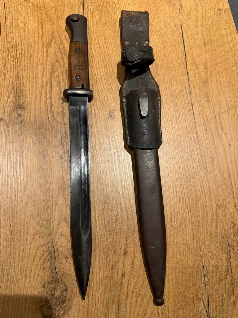 WW2 K98 Bajonet 1943 – “cvl” (WKC) – Nummergelijk – Met frog, Verzamelen, Militaria | Tweede Wereldoorlog, Ophalen of Verzenden