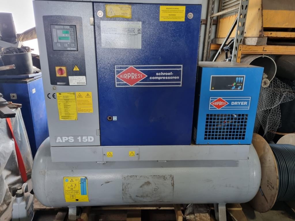 Airpress APS 15 D CDRY 15 Pk op 500L ketel, Ophalen, 800 liter/min of meer, Zo goed als nieuw, 6 tot 10 bar