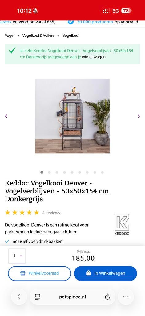 Keddoc vogelkooi! Moet dit weekend weg, Ophalen of Verzenden, Gebruikt, Metaal, Vogelkooi