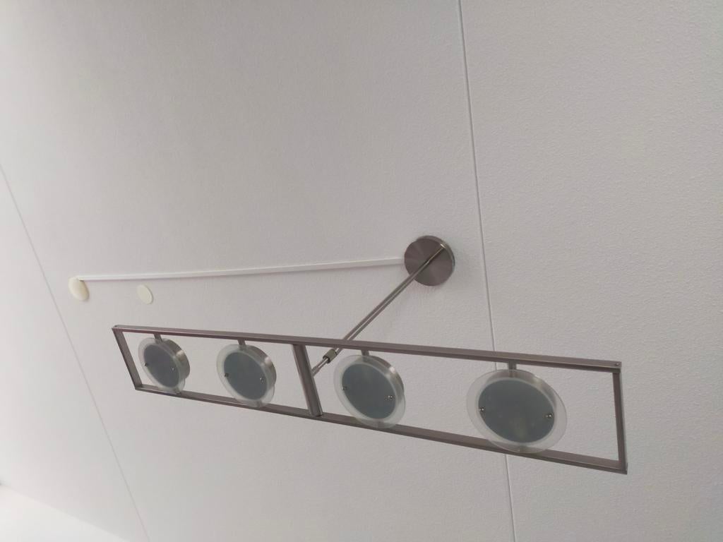 Mooie eettafel/plafond lamp van Van de Heg met 4 lichtpunten, Ophalen, Gebruikt, Glas, Modern