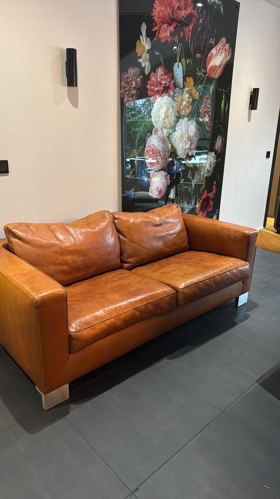 Lederen Molinaribank Nobilis 180x95, Huis en Inrichting, Ophalen, Gebruikt, 150 tot 200 cm, Tweepersoons