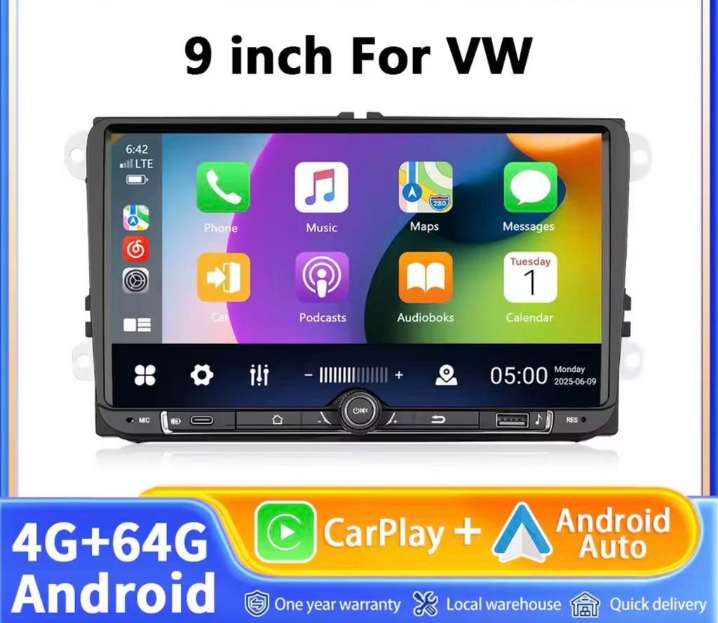 Auto radio navigatie 9 inch Draadloze Carplay Android Auto, Auto diversen, Autoradio's, Nieuw, Ophalen of Verzenden