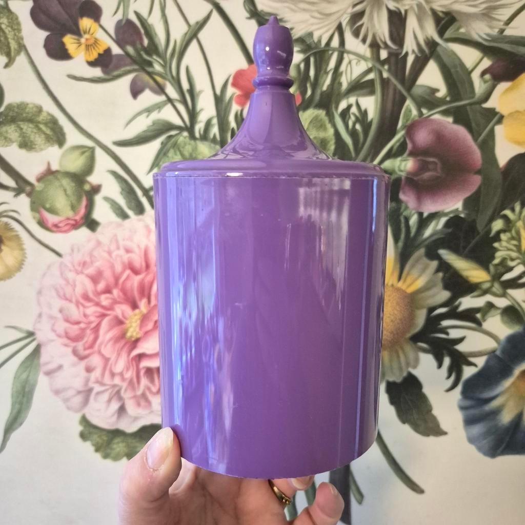 Vintage paars voorraadpotje, Ophalen of Verzenden