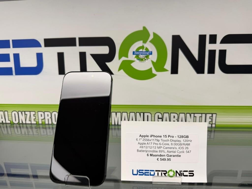 Apple iPhone 15 Pro - 128GB | Batterijconditie 89%, 89 %, Zwart, Ophalen of Verzenden, Zonder simlock