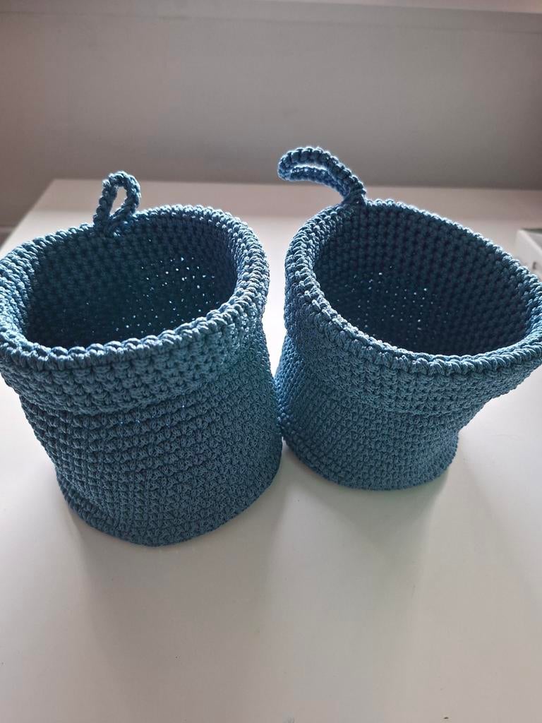 Gehaakte mandjes - set van 2 - blauw, Ophalen, Nieuw