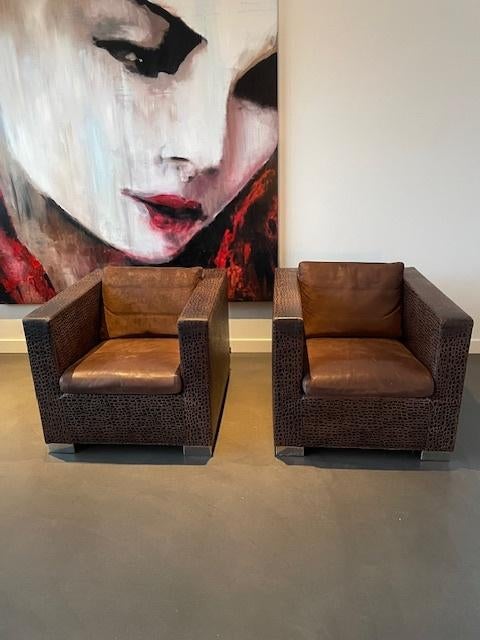 Fauteuil Minotti Suitcase (design Rodolfo Dordoni), Huis en Inrichting, Fauteuils, Gebruikt, 50 tot 75 cm, 75 tot 100 cm, Ophalen