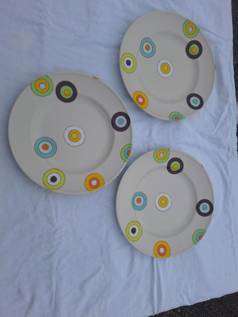 Dibbern 3 stuks dinerborden zand multicolor, Ophalen of Verzenden