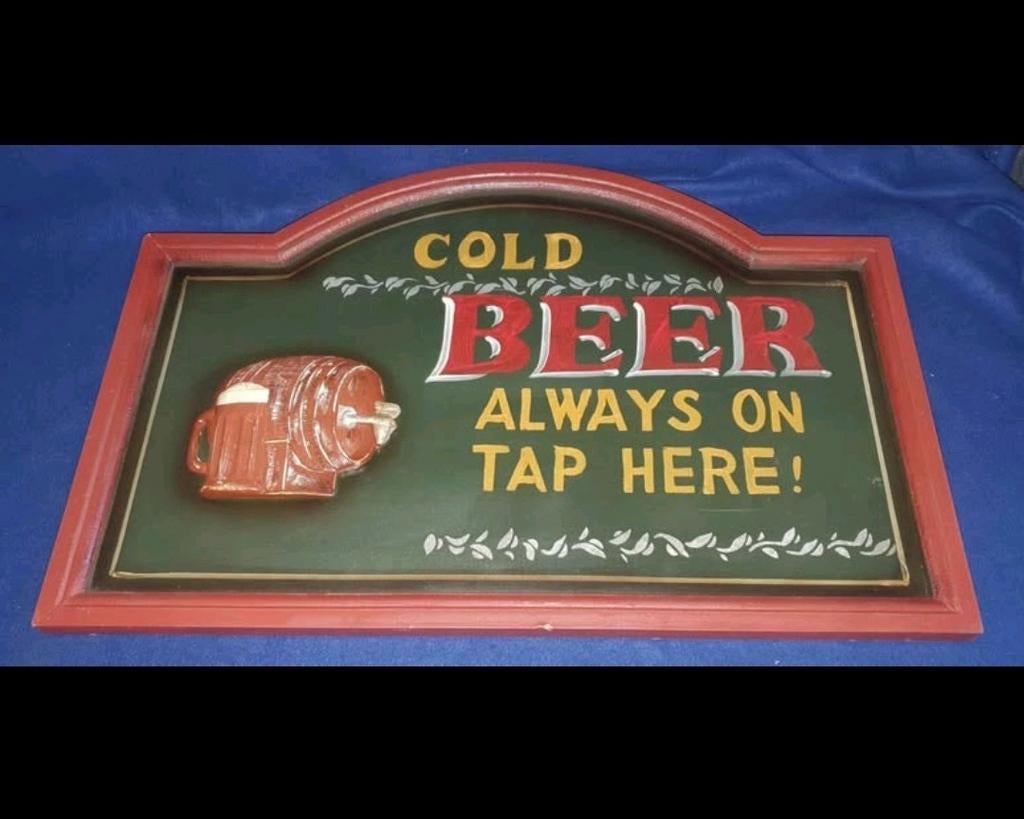 Bierbord "Cold Beer Always on Tap Here", Ophalen of Verzenden, Gebruikt, Reclamebord