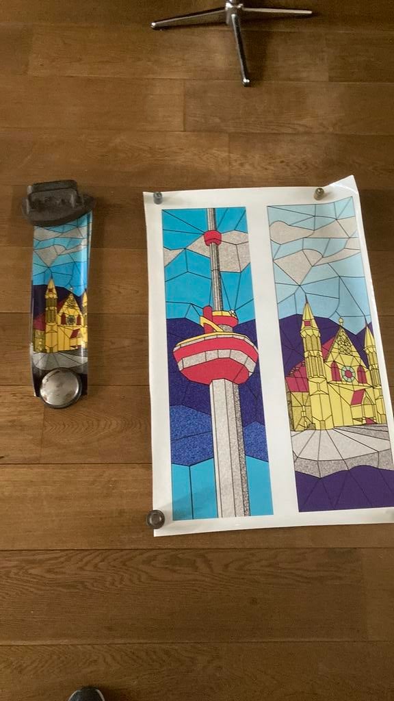 Glas en lood raamstickers decoratie Rotterdam Euromast kerk, Huis en Inrichting, Ophalen of Verzenden, Nieuw, Overige typen