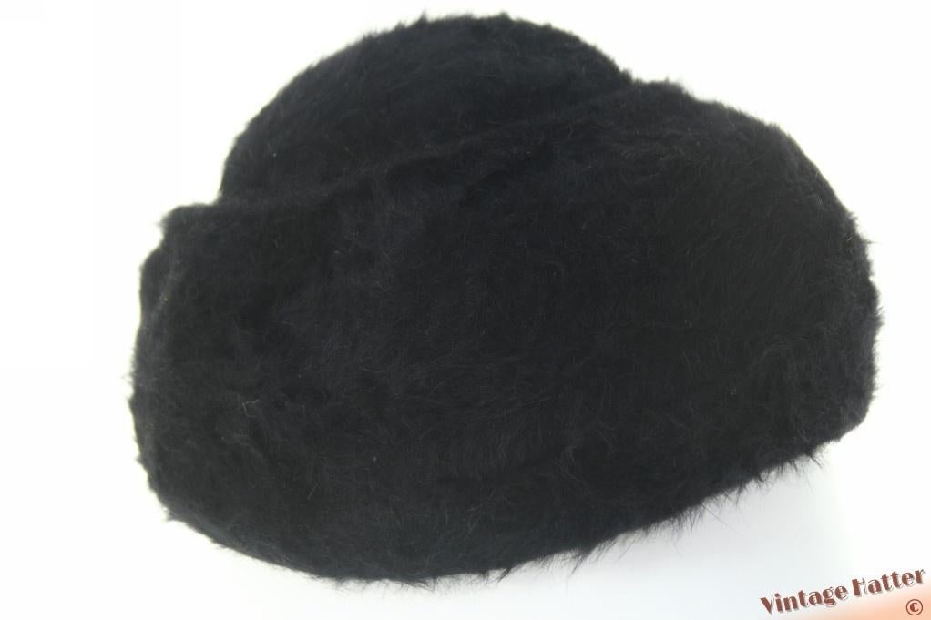Vintage Flexibele dameshoed Kangol zwart angora 56, 56 of 57 cm (M, 7 of 7⅛ inch), Hoed, Ophalen of Verzenden, Zo goed als nieuw