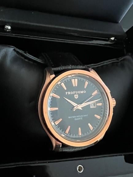 NIEUW PROFUOMO luxe rosegoudkleurig horloge lederen band, Sieraden, Tassen en Uiterlijk, Horloges | Heren, Overige merken, Leer