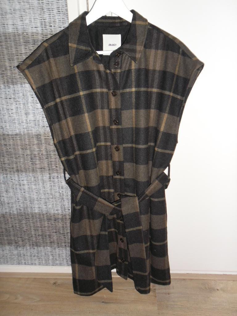 OBJECT Bruin/Grijs Geruite Blouse/Gilet/Spencer Maat 40, Kleding | Dames, Blouses en Tunieken, Nieuw, Maat 38/40 (M), Bruin, Ophalen of Verzenden