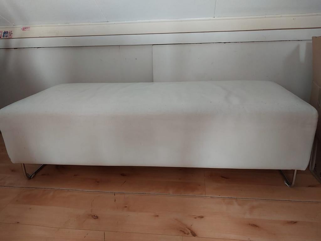 Witte leren voetenbank van Cassina, Ophalen, Gebruikt, 50 tot 75 cm, Leer