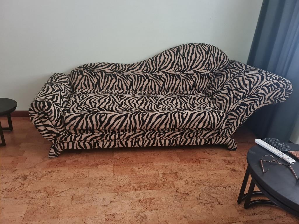 Chaise longue met zebraprint - Comfortabel en stijlvol, Huis en Inrichting, Ophalen, Gebruikt, Eenpersoons, Minder dan 75 cm