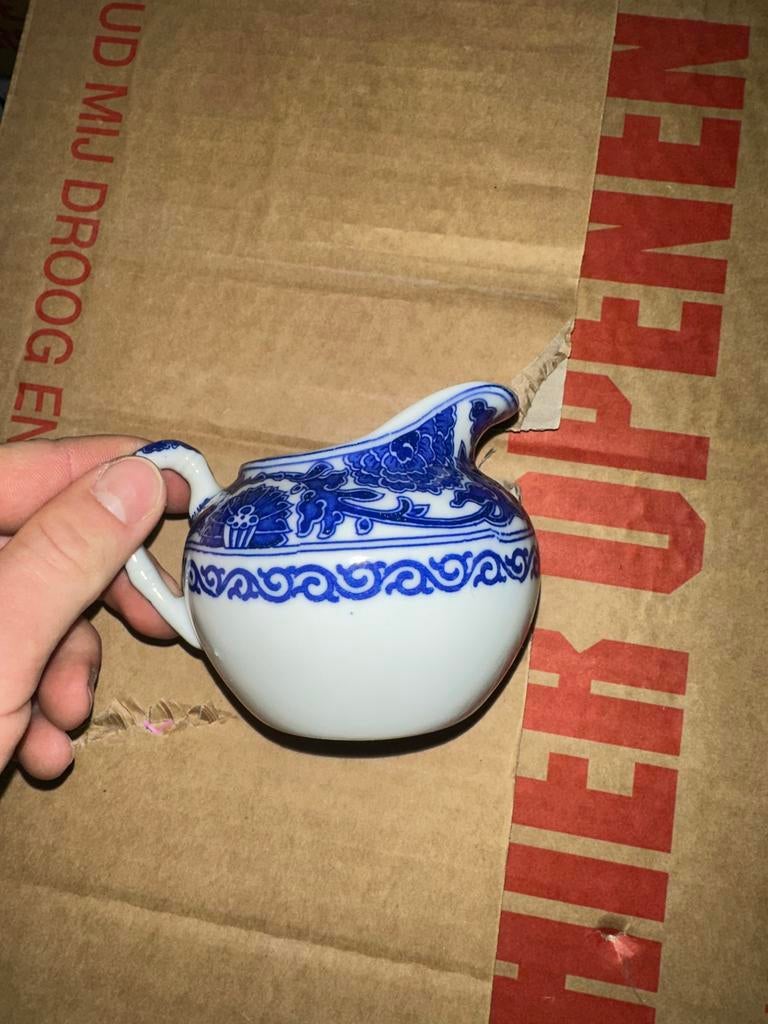 Vintage Japans Melkkannetje - Blauw/Wit Porselein, Ophalen of Verzenden