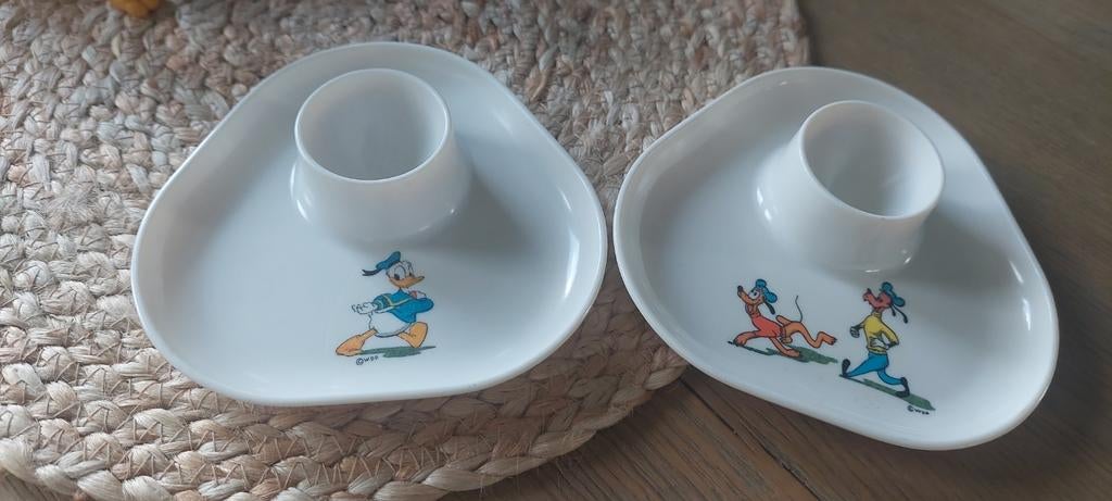 2 oude KINDER DISNEY'S DONALD DUCK, PLUTO EIERDOPPEN LENTE, Antiek en Kunst, Ophalen of Verzenden