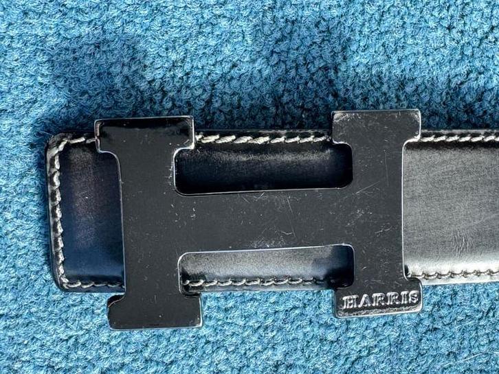 NIEUW Harris riem 105-120 cm met H-logo Zwart/Grijs, Kleding | Heren, Riemen en Ceinturen, Overige kleuren, Verzenden, Echt leder