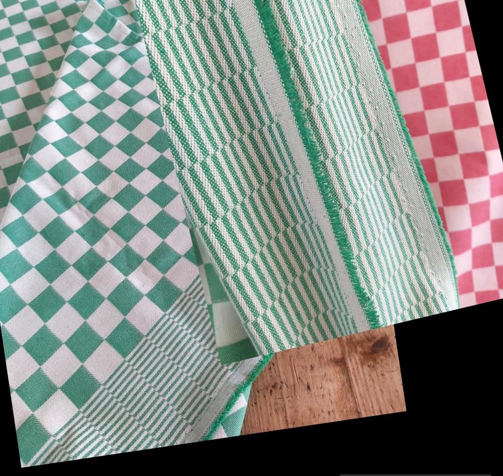 Pompdoek stof appeltjes groen - Theedoek / Handdoek, Huis en Inrichting, Keuken | Textiel, Nieuw, Theedoek of Handdoek, Groen