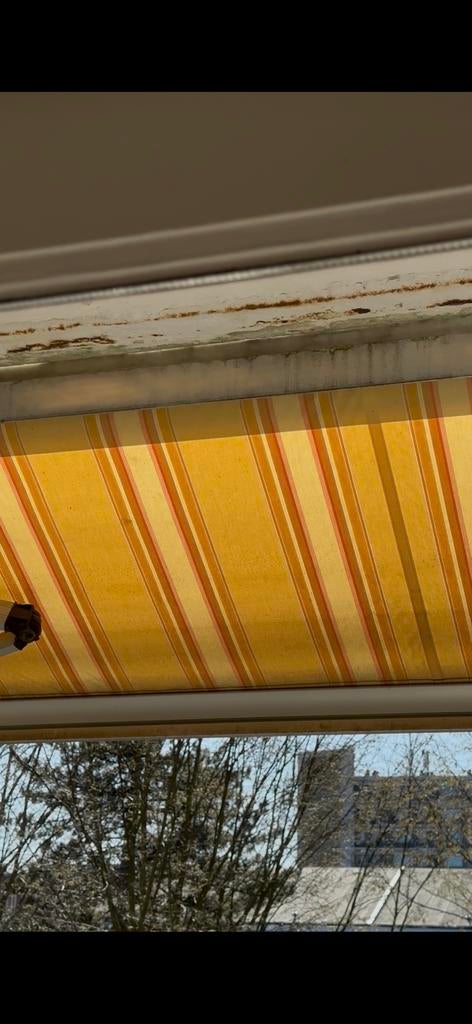 Retro Zonnescherm 3,5 m - Geel/Oranje Gestreept, Tuin en Terras, Zonneschermen, Gebruikt, Ophalen of Verzenden, 150 tot 300 cm