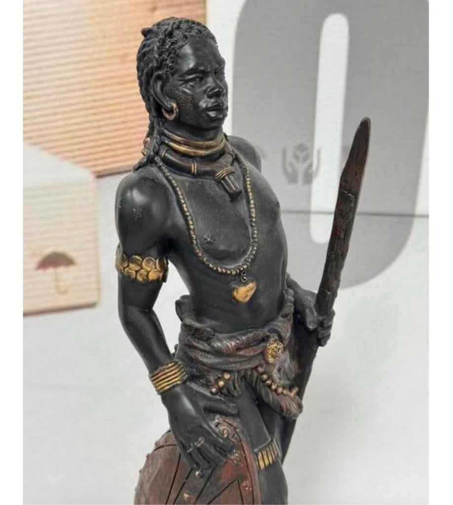 Afrikaanse krijger jager speer Zuid-Afrika 35cm Beeld kunst, Antiek en Kunst, Ophalen of Verzenden