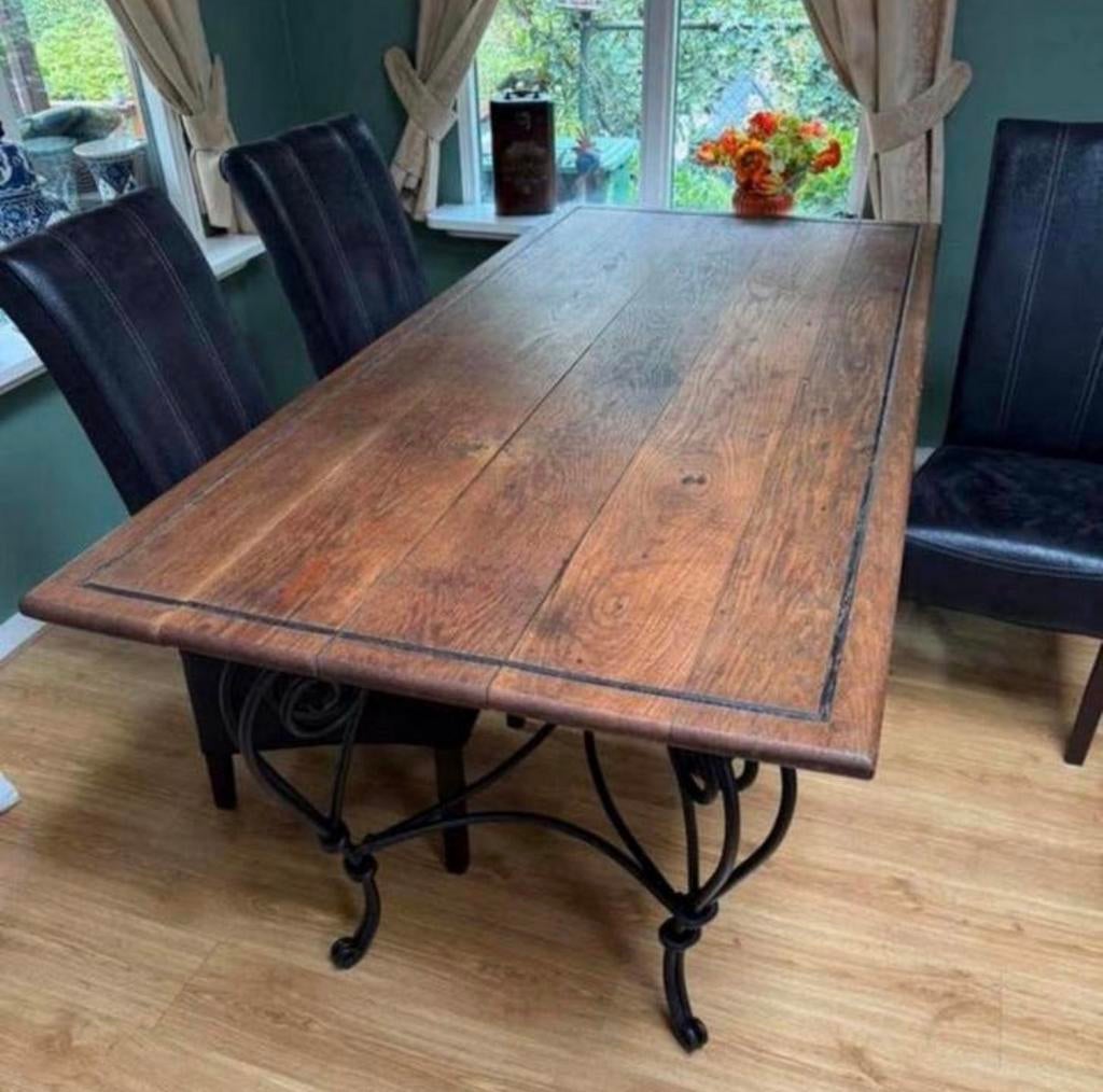 Brocante eettafel tuintafel 101x220, Huis en Inrichting, Tafels | Eettafels, Ophalen, Gebruikt, 50 tot 100 cm, Vijf personen of meer