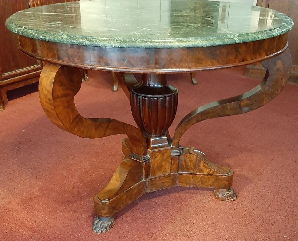 Empire mahoniehouten tafel met marmeren blad, Antiek en Kunst, Ophalen of Verzenden