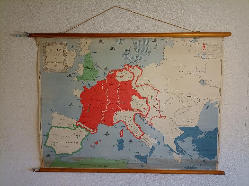 Schoolplaat “Europa tijdens de Carolingen” - 1953, Ophalen of Verzenden, Natuur en Biologie