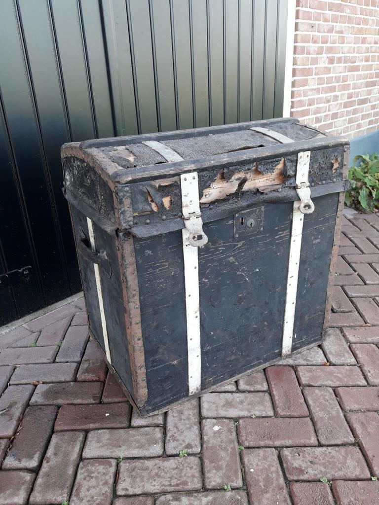 Oude schatkist  / Hutkoffer, Ophalen, Gebruikt, 50 tot 100 cm, 50 tot 75 cm