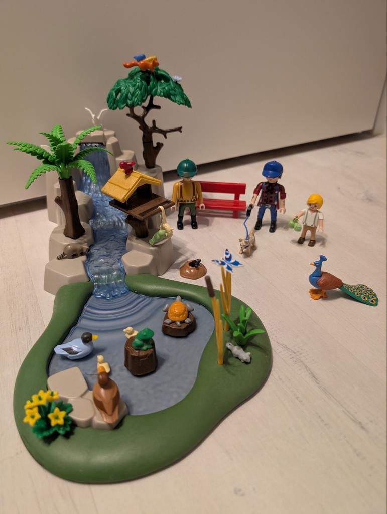 Playmobil park, waterval, vogels, eenden, poppetjes, Ophalen of Verzenden, Zo goed als nieuw, Complete set