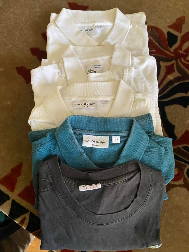 Lacoste polo's en een T-shirt, maat 3 slim fit, Kleding | Heren, Polo's, Ophalen of Verzenden, Gedragen, Overige maten, Wit