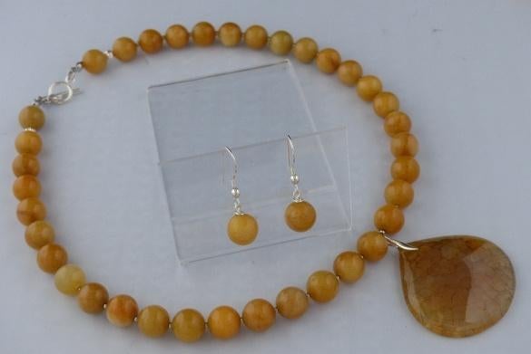 JASPIS ketting/oorhanger-set, Sieraden, Tassen en Uiterlijk, Kettingen, Verzenden, Geel, Nieuw, Met edelsteen