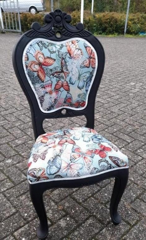 1 x barok stoel opnieuw gestoffeerd vlinders, Huis en Inrichting, Stoelen, Zo goed als nieuw, Eén, Ophalen of Verzenden